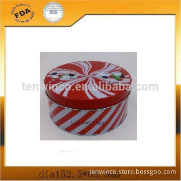 Round Christmas Gift Tin Box,Customized Fancy Tin Box Chirstmas Cookie Tin Boxes
